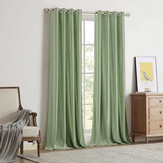 BULBUL Velvet Sage Green Blackout Curtains 63 inch - Image 7