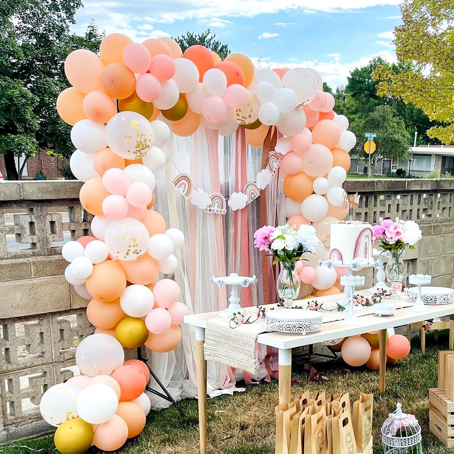 KICNIC Balloon Arch Strip Kit for Garland, 32.8 Feet Balloon Tape Strips and 200 Glue Point Dot Stickers for Party Wedding Birthday Baby Shower Graduation Decorations