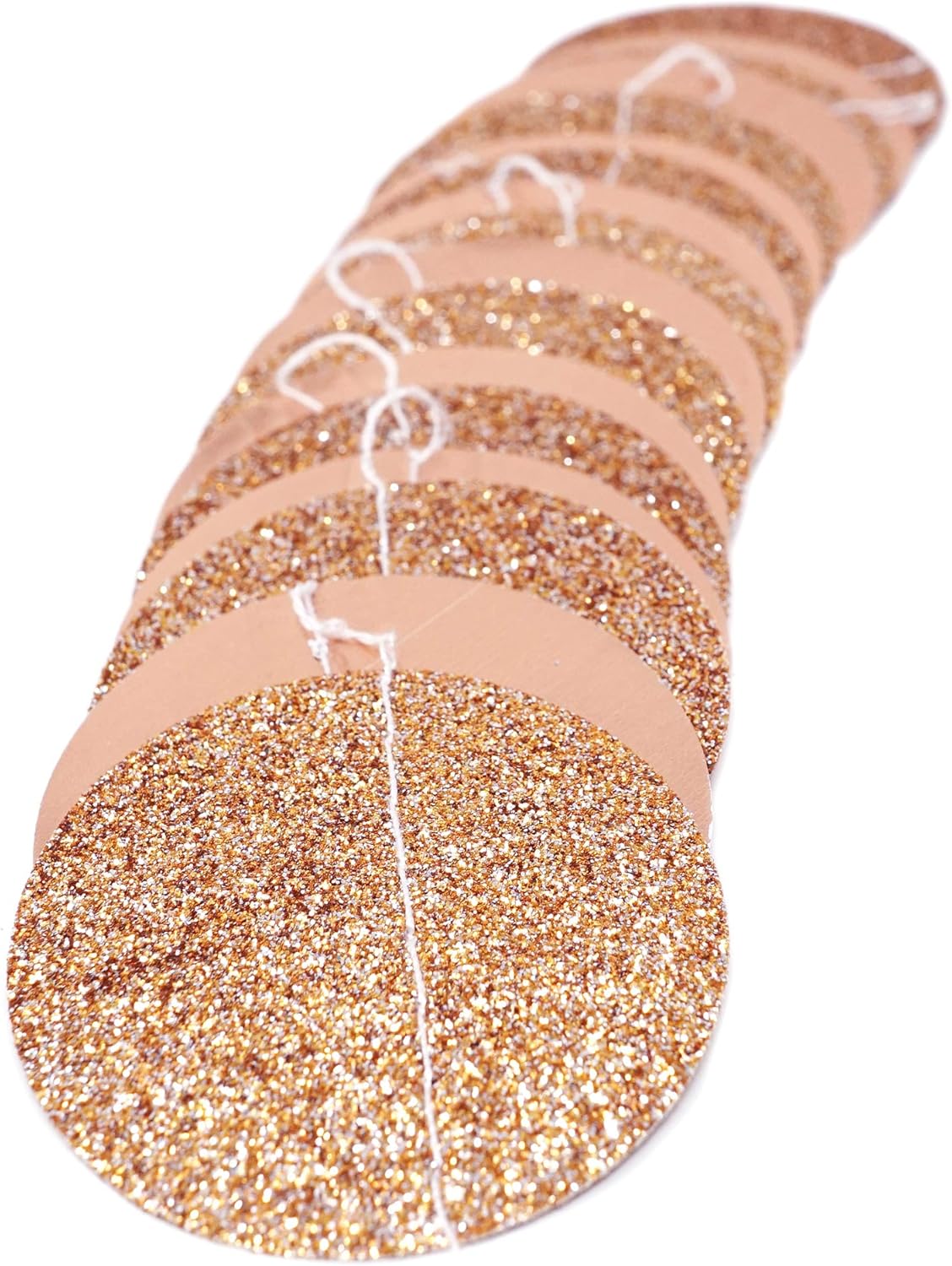 Circle Dots Paper Party Garland Streamer Backdrop (10-Pack, 10 Feet Per Garland, 100 Feet Total) - Rose Gold Glitter