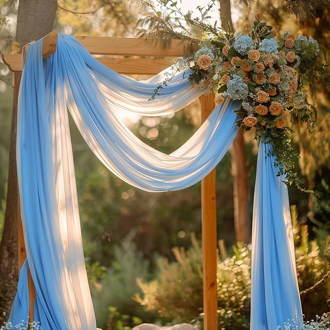 Wedding Arch Draping Fabric Backdrop Drapes 4 Panels, Dusty Blue | 28.7"x20FT - Image 7