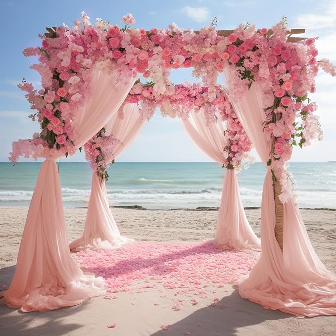 Blush Wedding Arch Draping Fabric Backdrop Drapes Sheer 6 Panels | 28.7"x20FT - Image 7