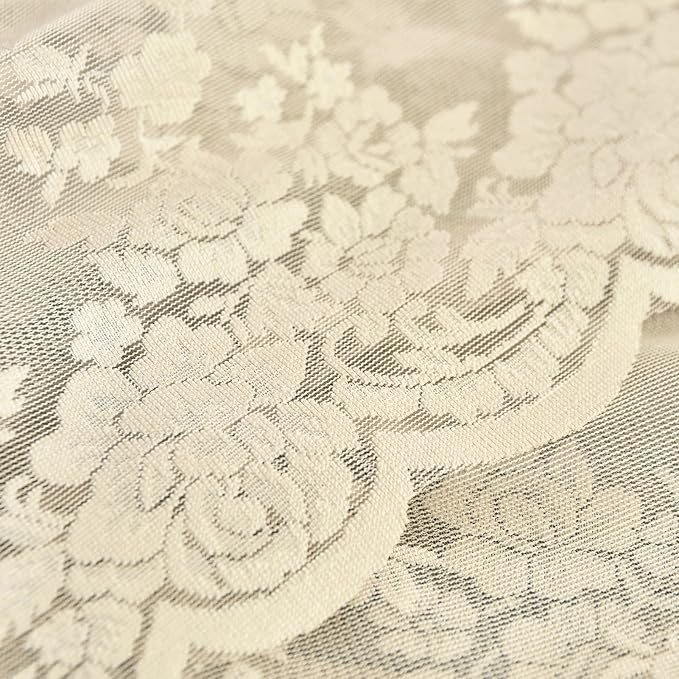 Kotile Beige Lace Sheer Curtains - Image 9