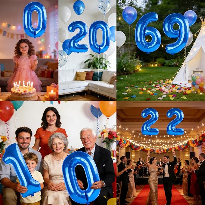 40 Inch Number 69 Balloons for 69th Birthday Party Decorations, 0-100 Dark Blue - Image 7