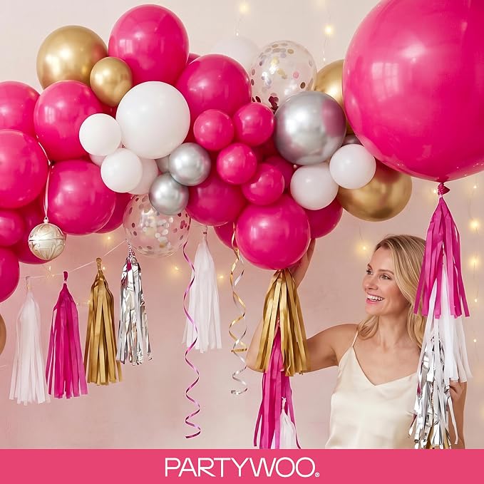 PartyWoo Hot Pink Balloons 99 pcs Different Sizes of 36 18 12 10 5 Inch Magenta - Image 9