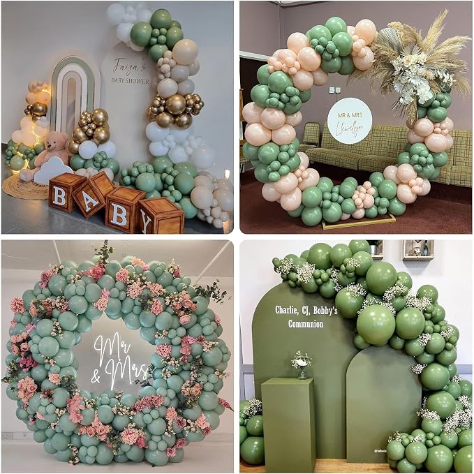 Jobkoo Sage Green Balloons 5 Inch, Mini Matte Dusty Dark Avocado Green Latex - Image 7