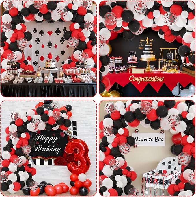 RUBFAC Balloon Arch kit Red Black White Balloons Confetti Garland 129pcs | - Image 7