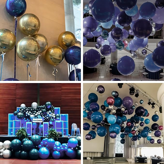 PartyWoo Navy Blue Large Round Giant 4D Jumbo Foil Balloons 3pcs 50 Inch | 50 - Image 6