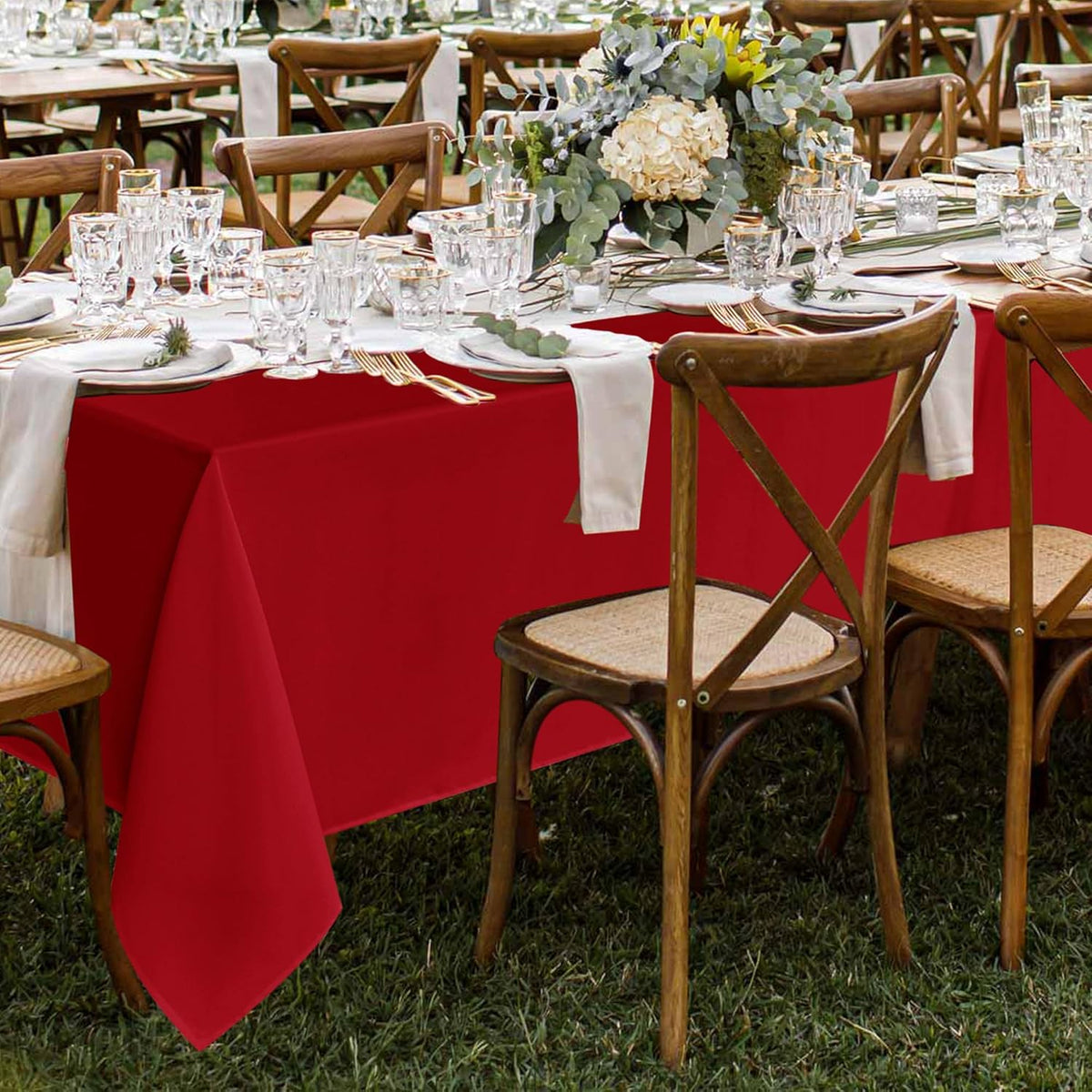 Fitable 8 Pack Table Cloth Rectangle Table: Stain and Wrinkle Resistant Tablecloth Rectangular, Washable Polyester Tablecloths for Wedding Christmas Party Dining Banquet Event(Red, 70x120 Inch)