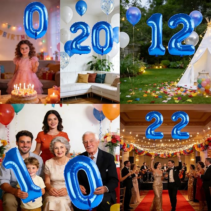 40 Inch Number 12 Balloons for 12th Birthday Party Decorations, 0-100 Dark Blue - Image 7