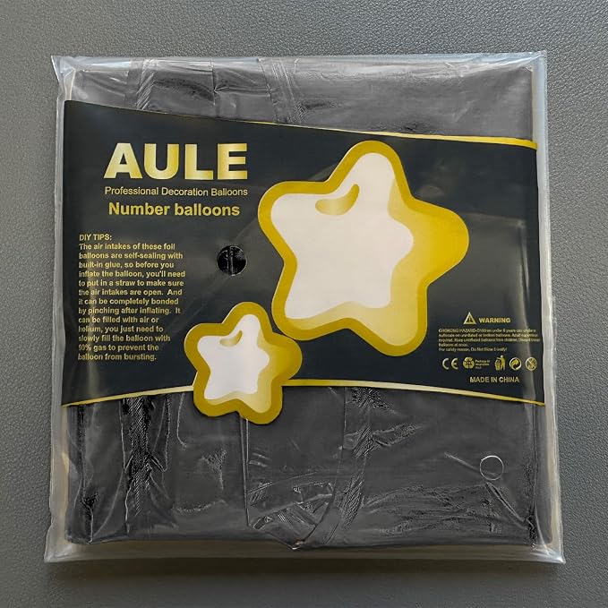 AULE 40 Inch Black Number Balloon 1 Foil 0-9 Birthday Big Numbers | Birthday - Image 6