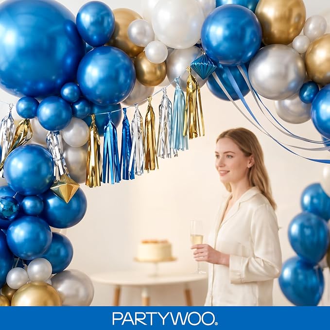 PartyWoo Metallic Blue Balloons 140pcs Chrome Blue Color 18 12 10 5 Inch | 18 - Image 9