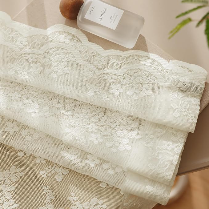 Anmao Vintage Lace Curtains 72 Inches Long 2 Panels Set, Romantic Elegant Light - Image 8