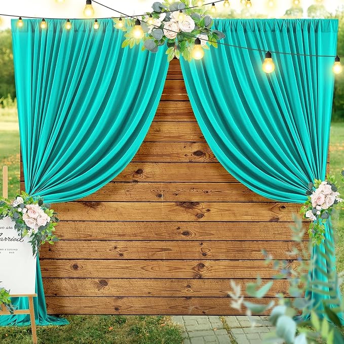 20ft x 10ft Wrinkle Free Turquoise Backdrop Curtains - Image 6