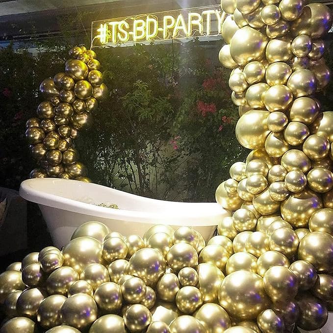 PartyWoo Gold Balloons 100pcs Gold Latex Helium Balloons 12 Inch | Birthday - Image 6