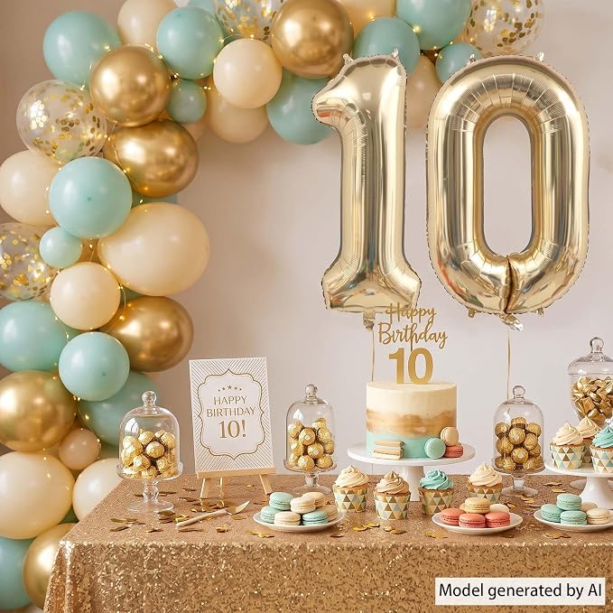 White Gold Number 0 Balloon 40 Inch, Champagne Foil Digit Decoration | Sand - Image 7