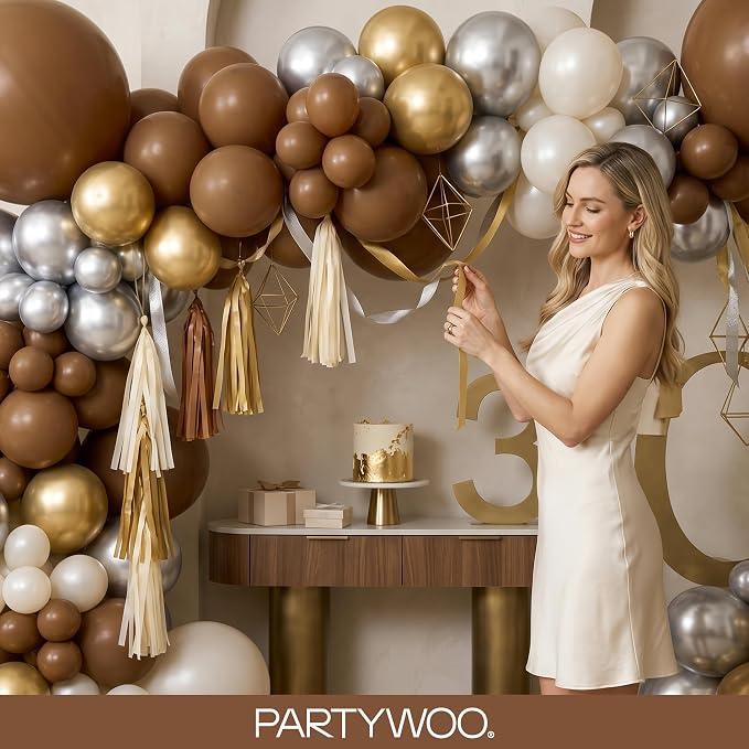 PartyWoo Brown Balloons 140pcs Neutral Boho Color 18 12 10 5 Inch | 18 12 10 5 - Image 9