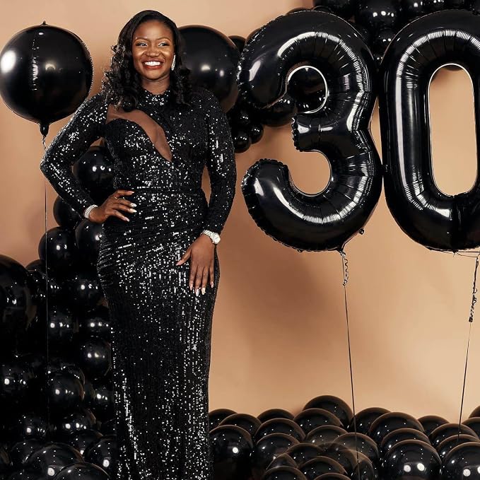 40 Inch Black 26 Number Balloons Giant 26 or 62 Balloons Black Birthday - Image 7