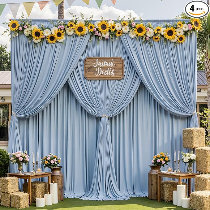 20×14 ft Wrinkle Free Dusty Blue Backdrop Curtain by ENJOYYOURPARTY