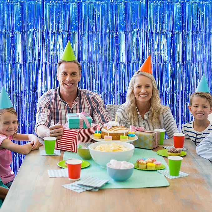 10 Pack Navy Foil Curtain Backdrop 3.2ft x 9.8ft Black Metallic Tinsel Foil - Image 7
