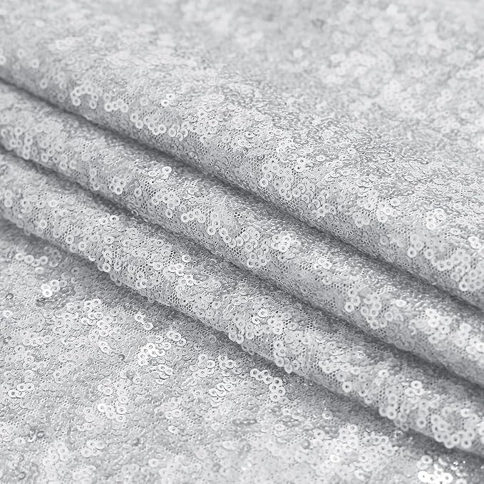 Sugargirl Silver Sequin Backdrop Curtain 4FTx8FT Glitter Silver Background - Image 8