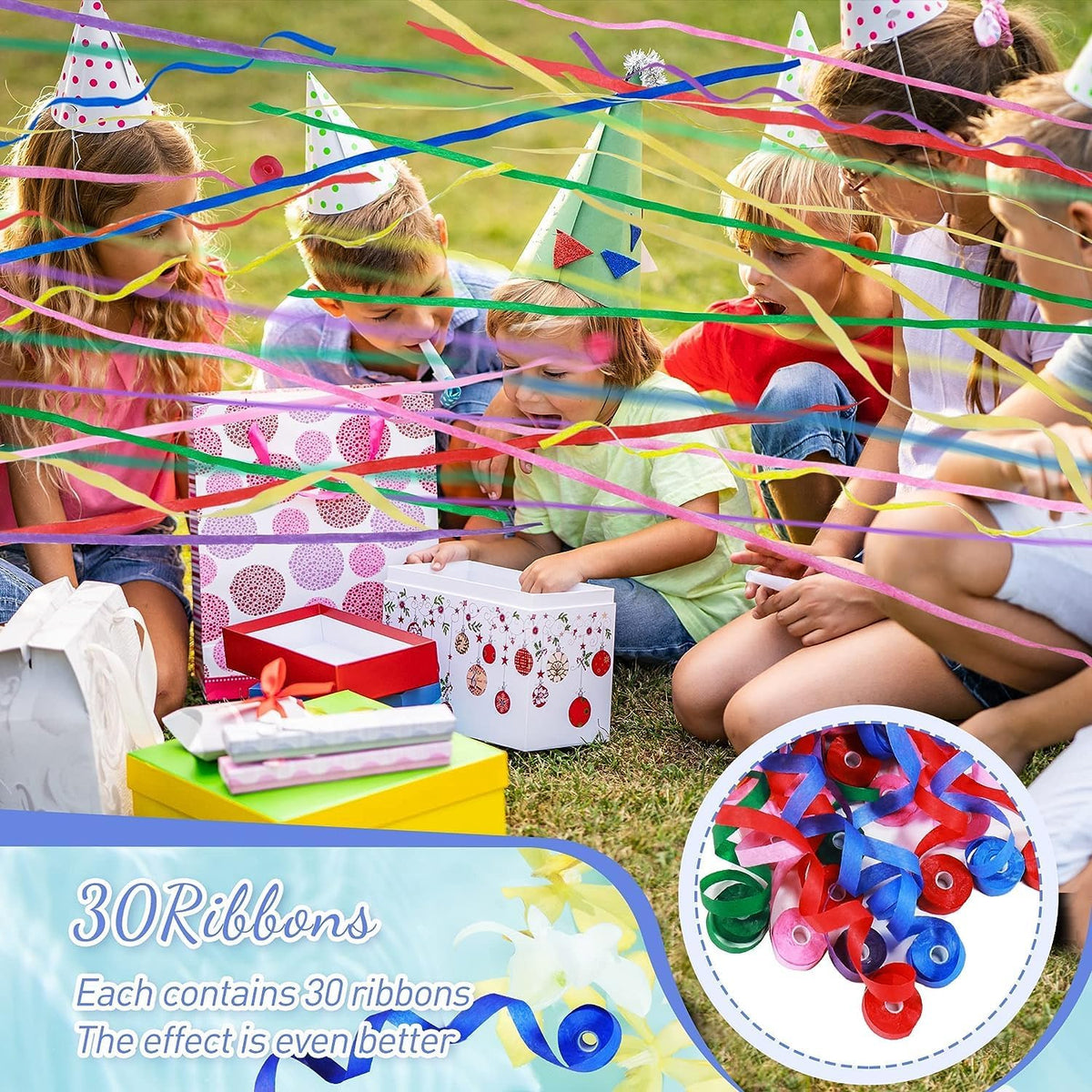 No Mess Streamers Poppers,36Pack Colorful Party Favors Confetti Shooters,Wedding,nye,School Opening,Graduation,Retirement Party (blue multicolor 36pack)