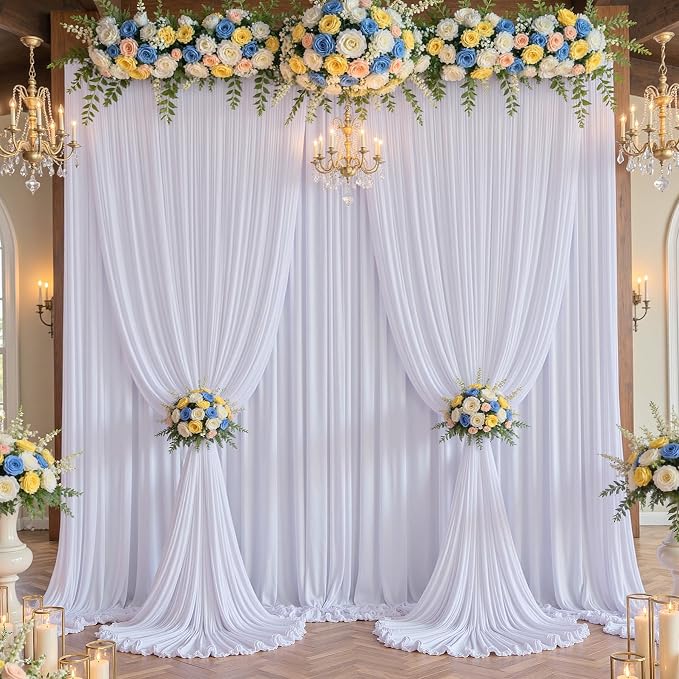 30×12 ft White Wrinkle Free Backdrop Curtain, Soft Silky Easy to Drape Wedding - Image 9