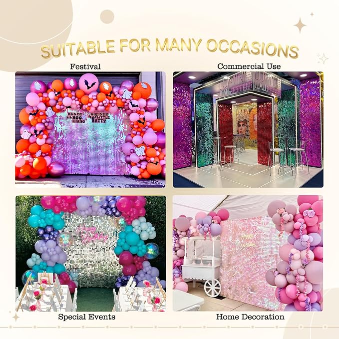 Shimmer Wall Backdrop Pink Wall Panels 24Pcs Square Sequin Shimmer Wall - Image 6