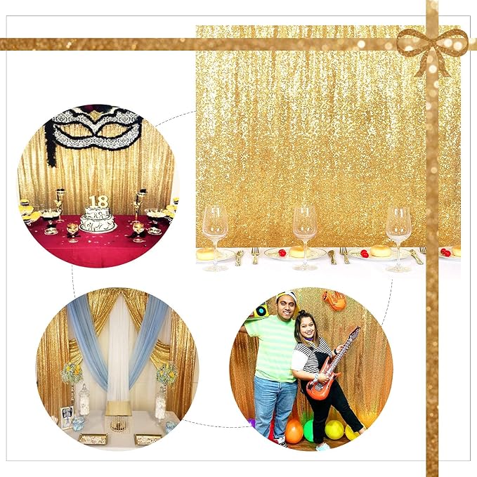 Gold Sequin Backdrop 20FTx10FT NO See-Through Photobooth Backdrop Curtains - Image 8