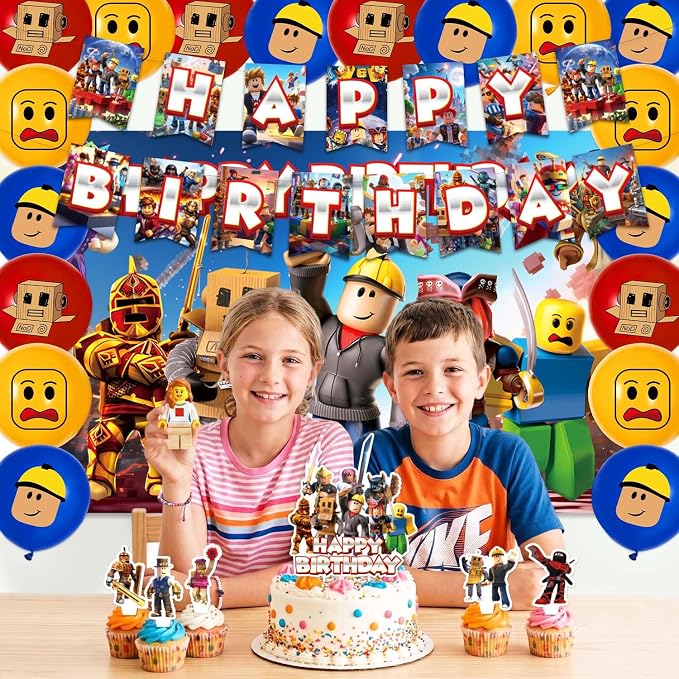 42Pack Roblo-x Theme Birthday Party Supplies Pack Includes,Banner,Cake - Image 6