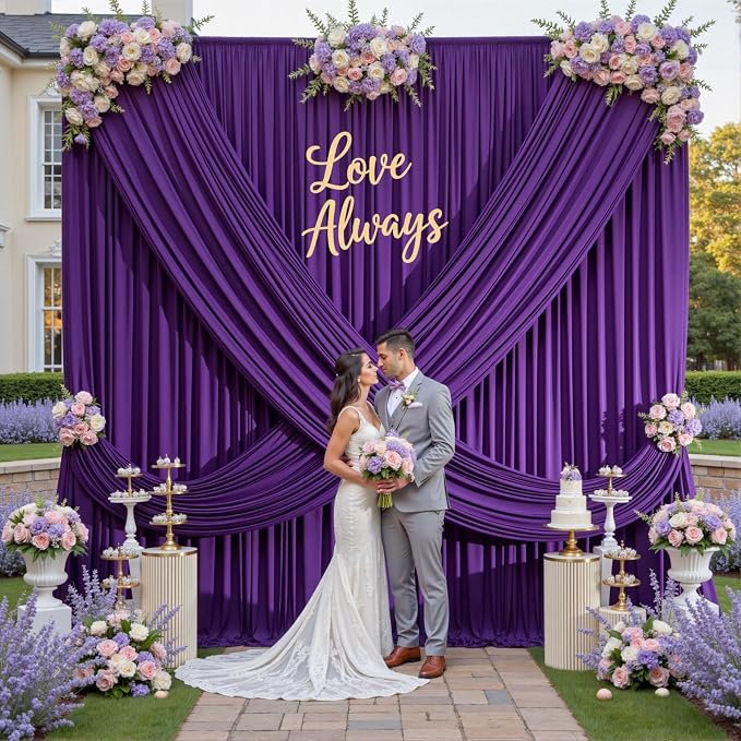 50ft×12ft Wrinkle Free Purple Backdrop Curtain - Image 9