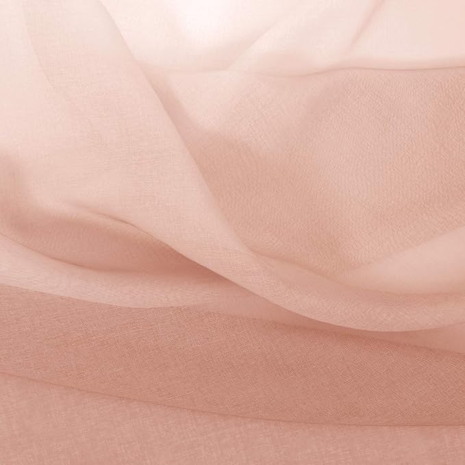 DWCN Blush Pink Faux Linen Ombre Sheer Curtains - Image 6