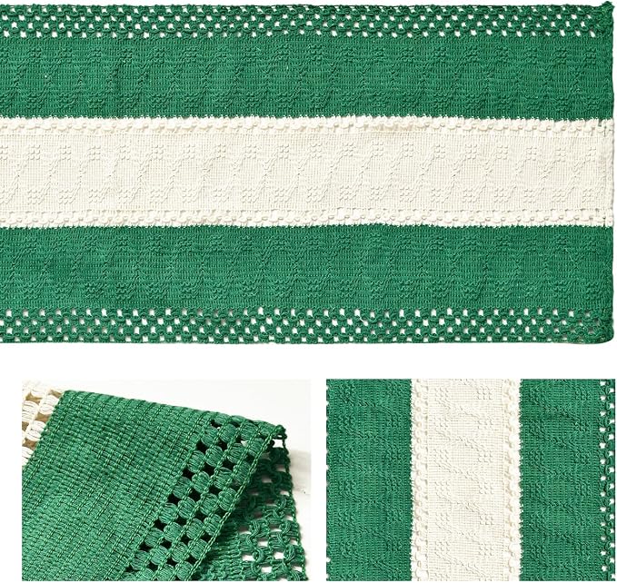 Artoid Mode Emerald Green Farmhouse Woven Table Runner 12x48 Inch | Holiday - Image 6