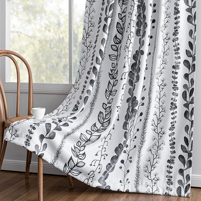 Boho Blackout Leaves Patterned Curtains 84 Inch Long 2 Panels Set - Image 7