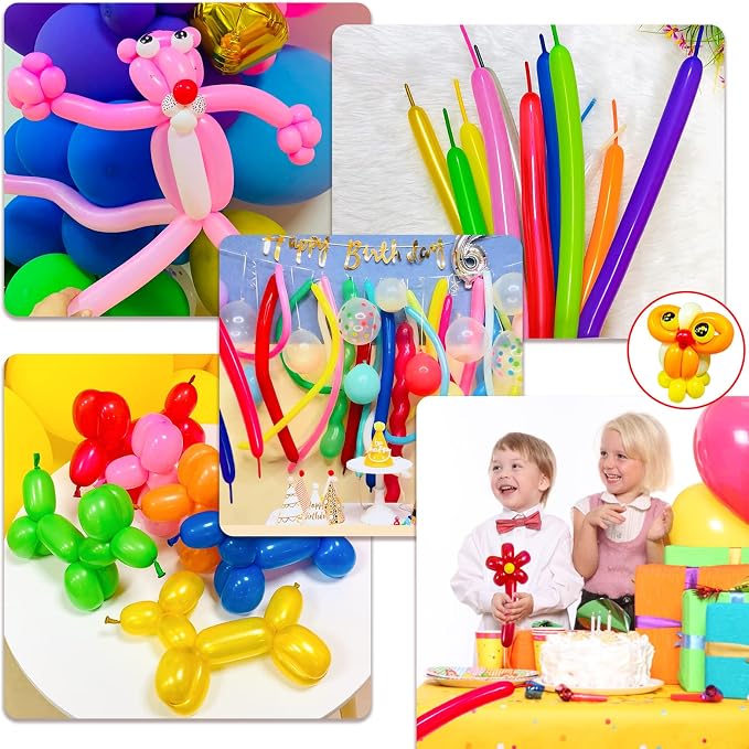 260Q Blue Twisting Balloons 100 Pack, Premium Long Latex Balloons - Image 7