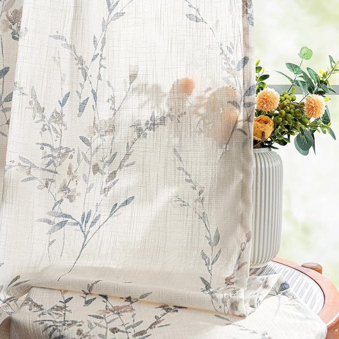 MYSKY HOME Sheer Curtains 84 Inches Long 2 Panels Linen Blended Farmhouse - Image 7