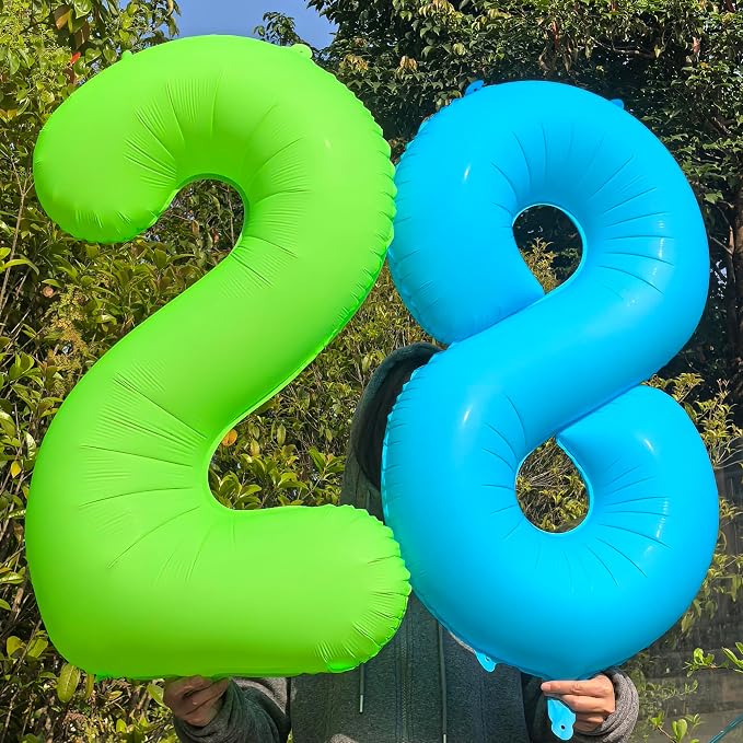 40 in Blue Number Balloon 3 Blue Fluorescent Birthday balloon Number 3 | Helium - Image 6