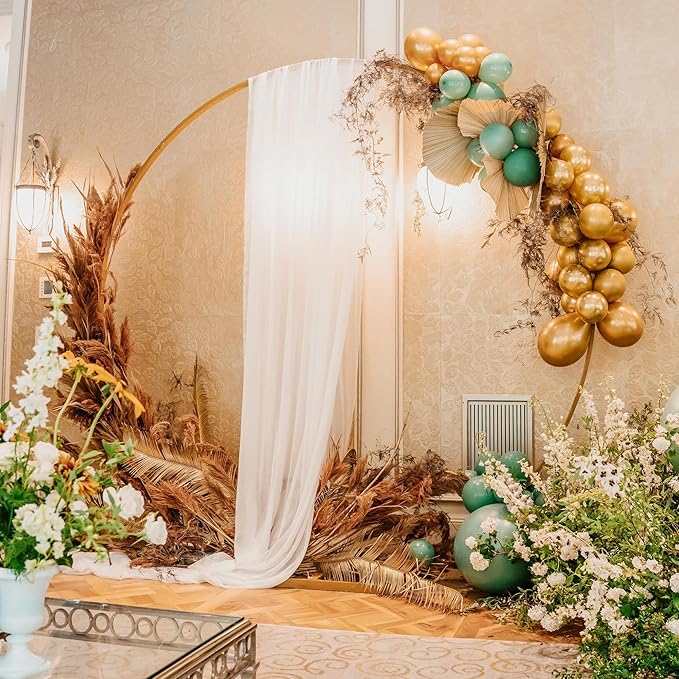 White Wedding Arch Draping Fabric Backdrop Drapes Sheer 28.7"x 20FT | Sheer - Image 7