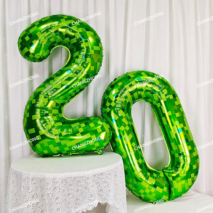 40 inch giant Green pixel miner game number 9 balloon | Large mining theme foil - Image 6