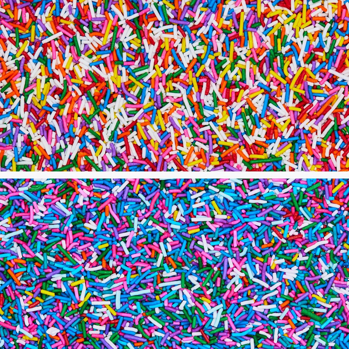 Fancy Sprinkles Sundae Best Sprinkle Set, Real Sugar, For Ice Cream, Cookies, Cakes, Cupcakes, Dessert Decorating, One Classic & One Deluxe Rainbow Crunchy Jimmies (0.5c)