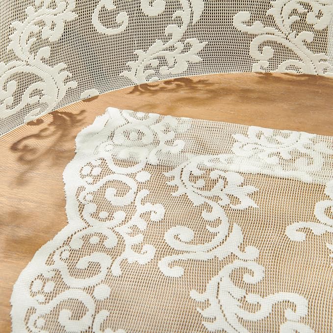 Cream Lace Curtains 108 Inches Long 2 Panels Paisley Floral Curtains - Image 7