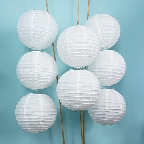 12Pcs 12 Inch White Paper Lanterns Decorative Chinese, Japanese Hanging Round - Image 4