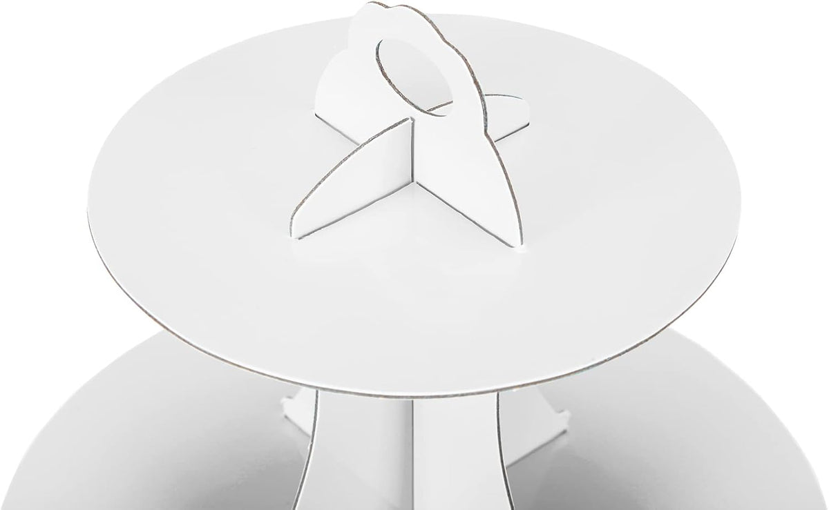 3-Tier Cupcake Stand, Cake Stand holder, Tiered DIY Cupcake Stand Tower for Dessert Table Displays, Birthday Theme Party Favors Decoration, Floral Tea Party, 12" W x 12.8" H, White