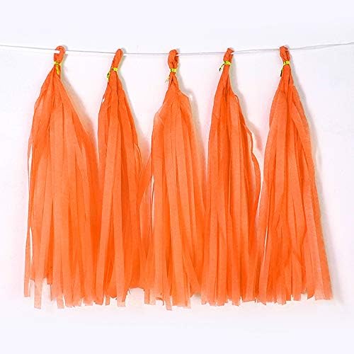 9.8in Orange Tissue Paper Tassel DIY Hanging Paper Decorations Party Garland by Binpeng