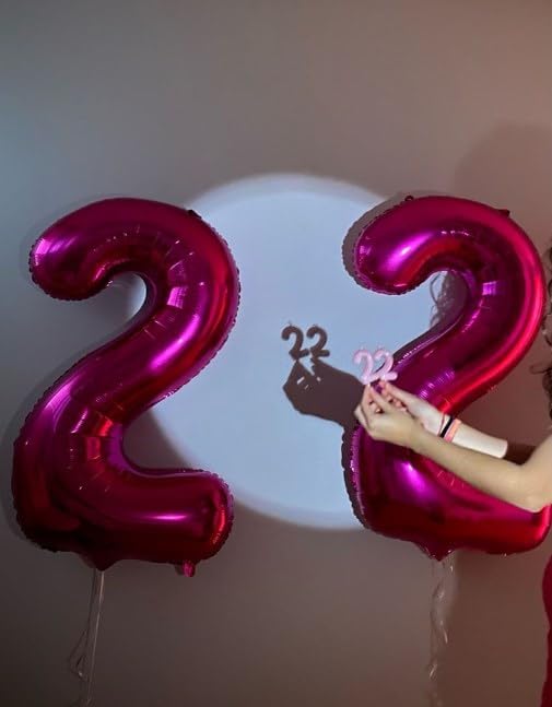 40 Inch Big Hot Pink Number 2 Balloon Birthday Decoration, Number 2 Helium Balloon 12 20 22 23 24 26 28 32 42 Celebration, Boy Girl Baby Anniversary Party Graduations Supplies Decorations