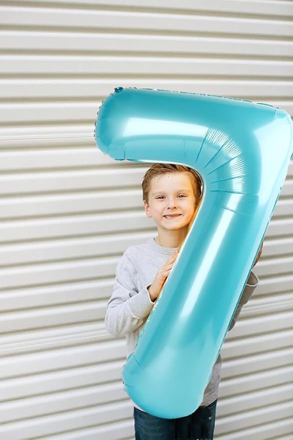 3 Balloon Number 40 Inch Pastel Blue Balloons - Image 4