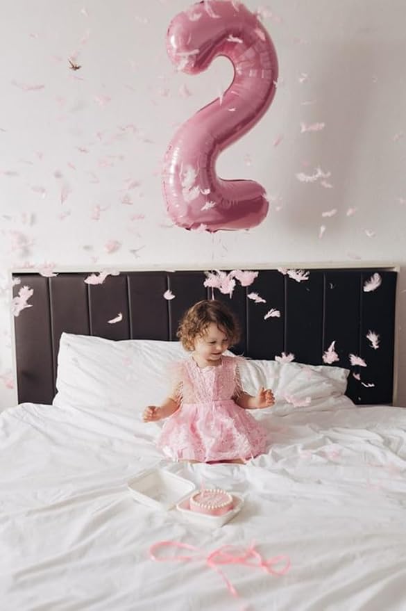 2 Balloon Numbers 40Inch Pearl Pink Party Decorations - Image 2