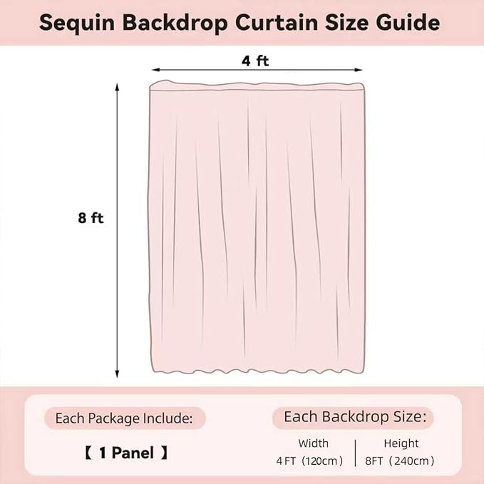 Sugargirl Blue Sequin Backdrop Curtain 4FTx8FT Glitter Blue Background Drapes - Image 7