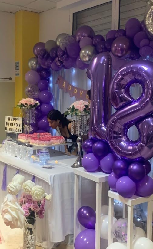 Purple Number 8 Balloon 40 inch, Balloon numbers party supplies, deco photo - Image 8