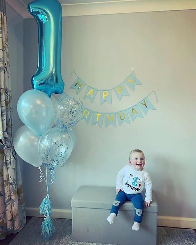 Balloon 0 Number 40 Inch Light Blue - Image 2