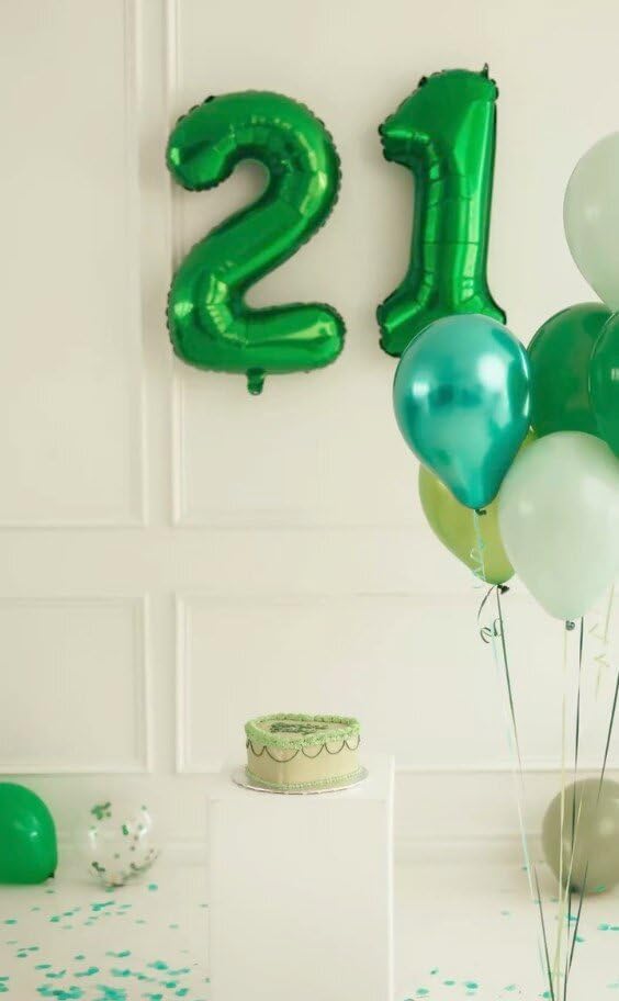 Green Foil Number 18 81 Balloon 40 Inch, Helium Mylar Eight Number 18 81 Birthday Balloons, 18th 81 Green Women Men Wedding Anniversary, Graduations Party Supplies